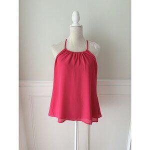 Naked Zebra Braided Back Bright Pink Lined Tank Top M